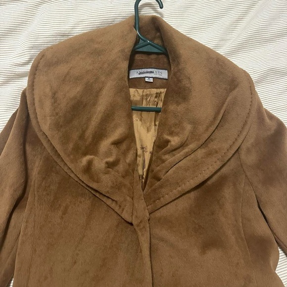 Vintage Anne Klein Belted Brown Wool Trench Coat/OverCoat Size Medium - Picture 13 of 17